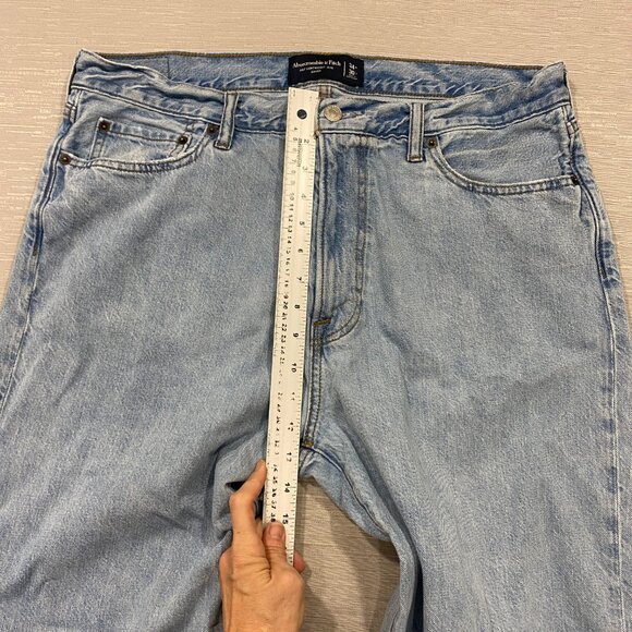 Abercrombie & Fitch Jeans Mens 34 x 30 Baggy Wide Leg Lightweight Denim Blue - Picture 9 of 12